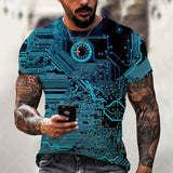 Fashion Electronic Chip Men's 3D Print T-Shirt Summer Hip Hop Short Sleeve Harajuku Punk Style Male Oversized T Shirt Unisex Top