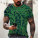 Fashion Electronic Chip Men's 3D Print T-Shirt Summer Hip Hop Short Sleeve Harajuku Punk Style Male Oversized T Shirt Unisex Top