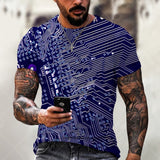 Fashion Electronic Chip Men's 3D Print T-Shirt Summer Hip Hop Short Sleeve Harajuku Punk Style Male Oversized T Shirt Unisex Top