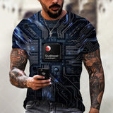 Fashion Electronic Chip Men's 3D Print T-Shirt Summer Hip Hop Short Sleeve Harajuku Punk Style Male Oversized T Shirt Unisex Top