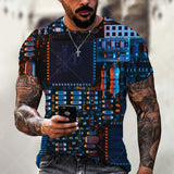 Fashion Electronic Chip Men's 3D Print T-Shirt Summer Hip Hop Short Sleeve Harajuku Punk Style Male Oversized T Shirt Unisex Top