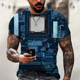 Fashion Electronic Chip Men's 3D Print T-Shirt Summer Hip Hop Short Sleeve Harajuku Punk Style Male Oversized T Shirt Unisex Top