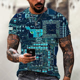 Fashion Electronic Chip Men's 3D Print T-Shirt Summer Hip Hop Short Sleeve Harajuku Punk Style Male Oversized T Shirt Unisex Top