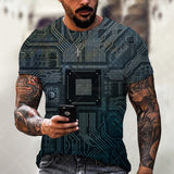 Fashion Electronic Chip Men's 3D Print T-Shirt Summer Hip Hop Short Sleeve Harajuku Punk Style Male Oversized T Shirt Unisex Top