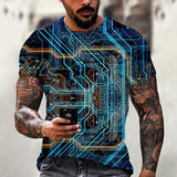 Fashion Electronic Chip Men's 3D Print T-Shirt Summer Hip Hop Short Sleeve Harajuku Punk Style Male Oversized T Shirt Unisex Top