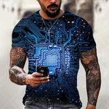 Fashion Electronic Chip Men's 3D Print T-Shirt Summer Hip Hop Short Sleeve Harajuku Punk Style Male Oversized T Shirt Unisex Top