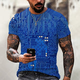 Fashion Electronic Chip Men's 3D Print T-Shirt Summer Hip Hop Short Sleeve Harajuku Punk Style Male Oversized T Shirt Unisex Top