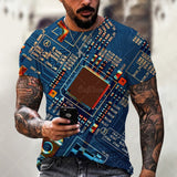 Fashion Electronic Chip Men's 3D Print T-Shirt Summer Hip Hop Short Sleeve Harajuku Punk Style Male Oversized T Shirt Unisex Top