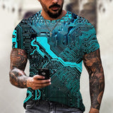 Fashion Electronic Chip Men's 3D Print T-Shirt Summer Hip Hop Short Sleeve Harajuku Punk Style Male Oversized T Shirt Unisex Top
