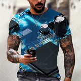 Fashion Electronic Chip Men's 3D Print T-Shirt Summer Hip Hop Short Sleeve Harajuku Punk Style Male Oversized T Shirt Unisex Top