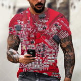Fashion Electronic Chip Men's 3D Print T-Shirt Summer Hip Hop Short Sleeve Harajuku Punk Style Male Oversized T Shirt Unisex Top