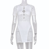 FQLWL Night Club Purple White Tassel Lace Dresses Bandage Pink Summer Bodycon Mesh Dress Women