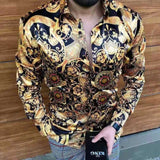 Casual Long Sleeve Shirt Men Paisley Print Shirt Camisa Social Masculina Manga Longa Prom Party Shirt