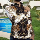 Casual Long Sleeve Shirt Men Paisley Print Shirt Camisa Social Masculina Manga Longa Prom Party Shirt