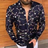 Casual Long Sleeve Shirt Men Paisley Print Shirt Camisa Social Masculina Manga Longa Prom Party Shirt