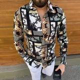 Casual Long Sleeve Shirt Men Paisley Print Shirt Camisa Social Masculina Manga Longa Prom Party Shirt