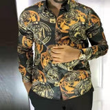 Casual Long Sleeve Shirt Men Paisley Print Shirt Camisa Social Masculina Manga Longa Prom Party Shirt