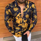 Casual Long Sleeve Shirt Men Paisley Print Shirt Camisa Social Masculina Manga Longa Prom Party Shirt