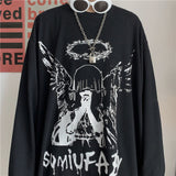Long Sleeve T-shirts Autumn Gothic Vintage Print Ulzzang Cozy Fashion Streetwear Baggy Korean Trendy BF Plus Tops