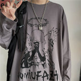 Long Sleeve T-shirts Autumn Gothic Vintage Print Ulzzang Cozy Fashion Streetwear Baggy Korean Trendy BF Plus Tops