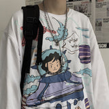 Long Sleeve T-shirts Autumn Gothic Vintage Print Ulzzang Cozy Fashion Streetwear Baggy Korean Trendy BF Plus Tops
