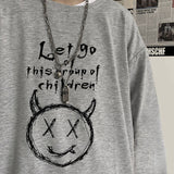 Long Sleeve T-shirts Autumn Gothic Vintage Print Ulzzang Cozy Fashion Streetwear Baggy Korean Trendy BF Plus Tops