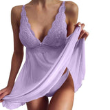 Summer Ladies Deep V Sexy Suspender Nightdress Briefs Plus Size Women Home Casual Soft Nightdress 2pcs Lace Nightdress