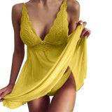 Summer Ladies Deep V Sexy Suspender Nightdress Briefs Plus Size Women Home Casual Soft Nightdress 2pcs Lace Nightdress