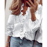 PlusSister 2021 Autumn Elegant Ruffles Women Shirt Blouses Casual V Neck Long Sleeve Loose Female Tunic White Shirt For Women
