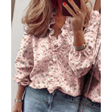 PlusSister 2021 Autumn Elegant Ruffles Women Shirt Blouses Casual V Neck Long Sleeve Loose Female Tunic White Shirt For Women