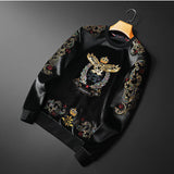Round neck casual suit high-end embroidery crown eagle padded two-piece set