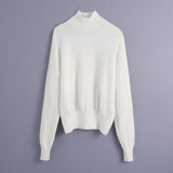 Willshela Women's Fashion Solid Knit Sweater Top  with Long Sleeves & High Neck