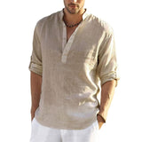 New Men Casual Blouse Cotton Linen Shirt Loose Tops Long Sleeve Tee Shirt Spring Autumn Casual Handsome Men's Shirts