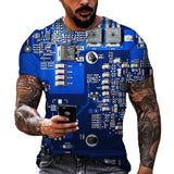 Fashion Electronic Chip Men's 3D Print T-Shirt Summer Hip Hop Short Sleeve Harajuku Punk Style Male Oversized T Shirt Unisex Top