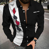 Fashion Striped Print Patchwork Shirts Men Casual Turn-down Collar Buttoned Long Sleeve Cardigan Tops Men Streetwear
