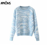 Aproms Elegant Green Tie Dye Knitted Sweater and Pullovers