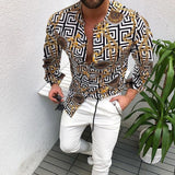 Long Sleeve Men Paisley Print Shirt Camisa Social Masculina  Prom Party Fashion Shirts