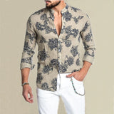 Long Sleeve Men Paisley Print Shirt Camisa Social Masculina  Prom Party Fashion Shirts