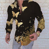 Long Sleeve Men Paisley Print Shirt Camisa Social Masculina  Prom Party Fashion Shirts