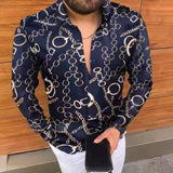 Long Sleeve Men Paisley Print Shirt Camisa Social Masculina  Prom Party Fashion Shirts
