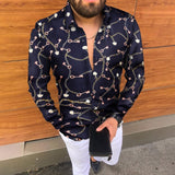 Long Sleeve Men Paisley Print Shirt Camisa Social Masculina  Prom Party Fashion Shirts