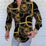 Long Sleeve Men Paisley Print Shirt Camisa Social Masculina  Prom Party Fashion Shirts
