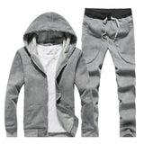 Plus Size Men Casual Warm Tracksuit Fleece Zipper Hooded Coat Drawstring Pants