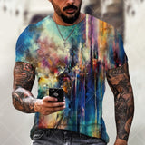 Oversized Men T-Shirt Mosaic Print Fashion T Shirt Men Tops Tees Summer Short Sleeved Casual Loose T-Shirts Men Clothing XXS-6XL