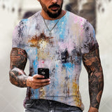 Oversized Men T-Shirt Mosaic Print Fashion T Shirt Men Tops Tees Summer Short Sleeved Casual Loose T-Shirts Men Clothing XXS-6XL
