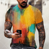 Oversized Men T-Shirt Mosaic Print Fashion T Shirt Men Tops Tees Summer Short Sleeved Casual Loose T-Shirts Men Clothing XXS-6XL
