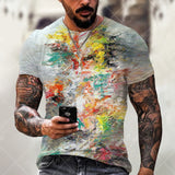 Oversized Men T-Shirt Mosaic Print Fashion T Shirt Men Tops Tees Summer Short Sleeved Casual Loose T-Shirts Men Clothing XXS-6XL
