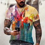 Oversized Men T-Shirt Mosaic Print Fashion T Shirt Men Tops Tees Summer Short Sleeved Casual Loose T-Shirts Men Clothing XXS-6XL