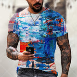 Oversized Men T-Shirt Mosaic Print Fashion T Shirt Men Tops Tees Summer Short Sleeved Casual Loose T-Shirts Men Clothing XXS-6XL