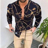 Long Sleeve Men Paisley Print Shirt Camisa Social Masculina  Prom Party Fashion Shirts